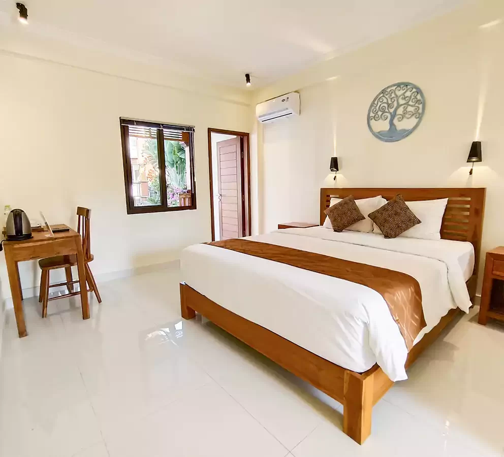 double bed, bedroom, superior room, tunjung boutique resort