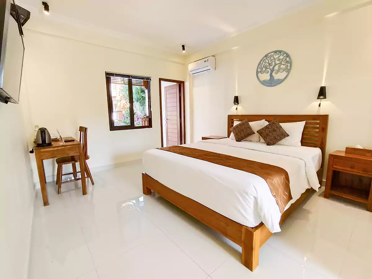 double bed, bedroom, superior room, tunjung boutique resort